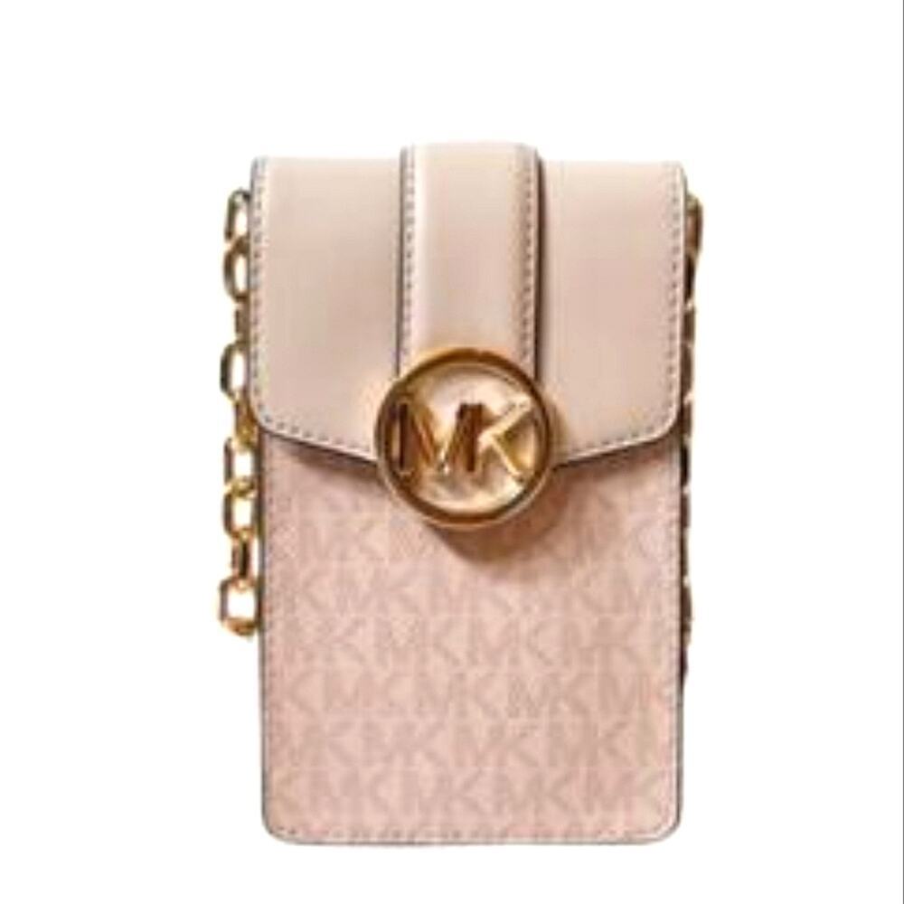 Michael Kors Carmen Logo Print Crossbody Bag Blush - Picture 2 of 11